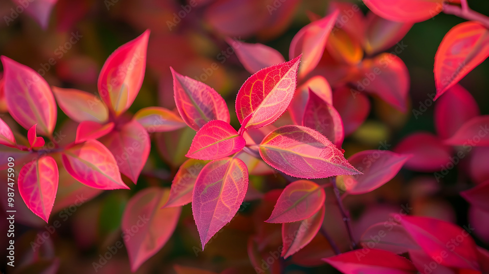 Obraz premium Vibrant Red Autumn Leaves Close-Up Photography