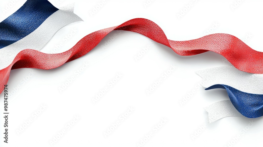 Fototapeta premium Red White and Blue Ribbon Border Frame