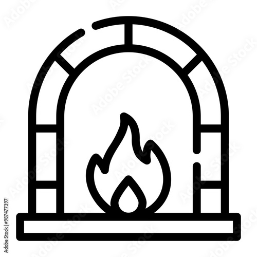 wood fired oven line icon