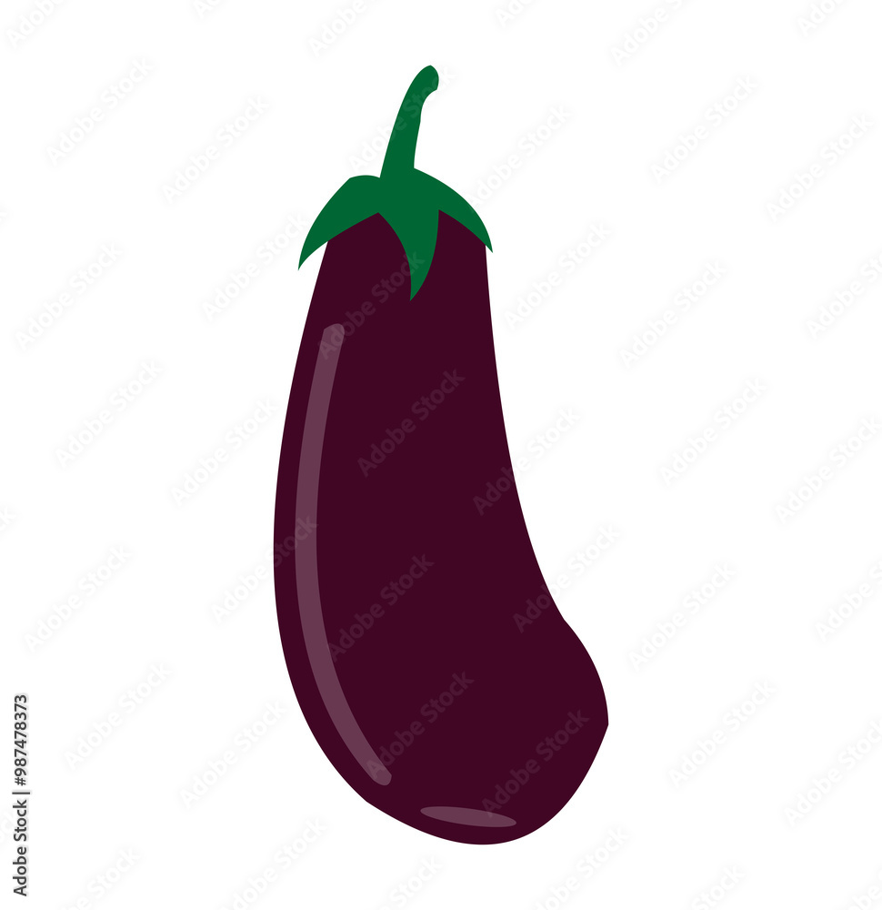 Whole eggplants are purple with green stalks isolated on white Whole eggplants are purple with green stalks isolated on white