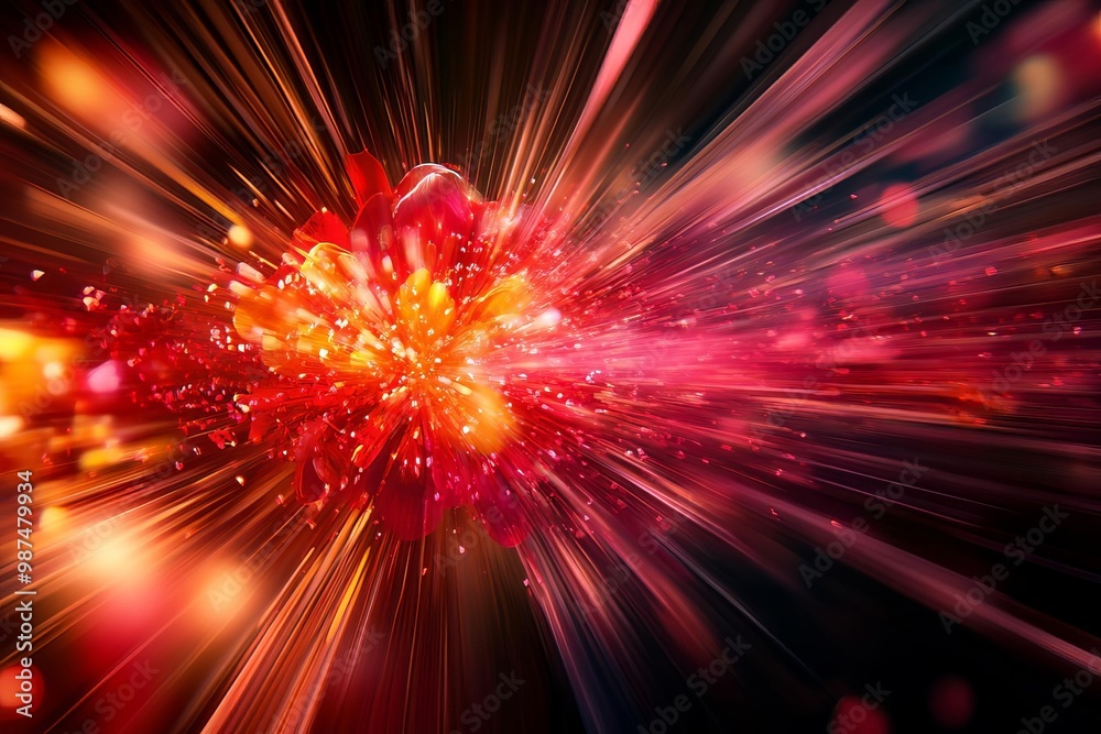 Obraz premium Dynamic explosion of colors and light in a vibrant abstract background.