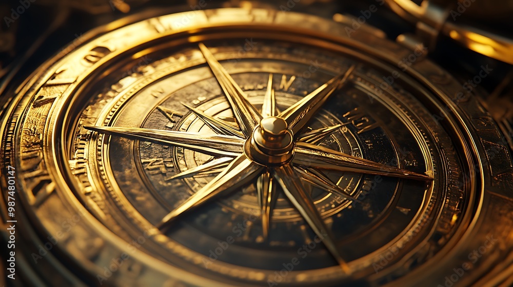 Obraz premium Golden Compass of Excellence - Symbol of Guidance and Precision