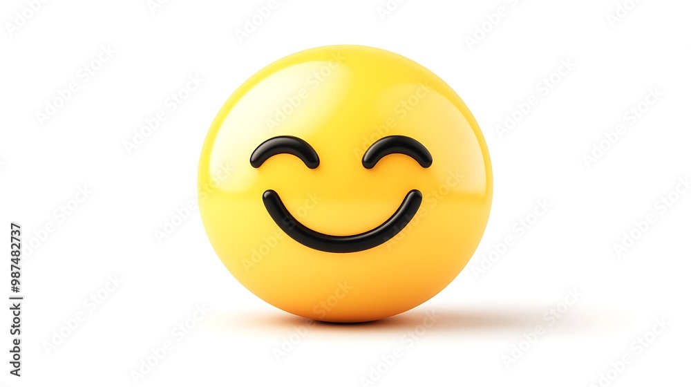Fototapeta premium Radiant Euphoria Smiley: Vibrant Close-Up High-Definition Vector on White Background