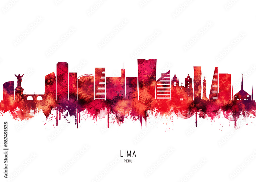 Fototapeta premium Lima Peru Skyline Red