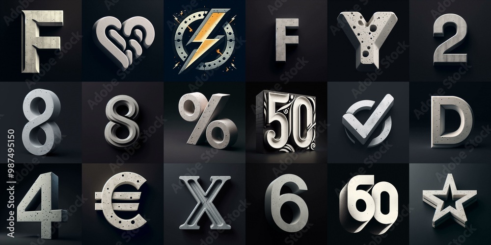 Fototapeta premium Concrete Lettering Typeface. AI generated illustration