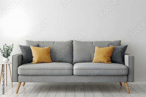 Modern sofa. Furniture for modern interior, minimalist design. Living room interior with sofa.