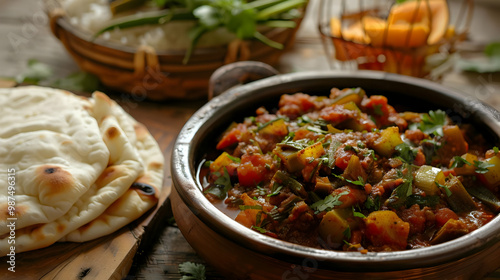 Indian Vegetable Curry with Naan Bread A Delicious and Aromatic Dish