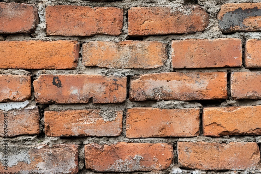 Weathered Brick Wall with Cracked Mortar Weathered Brick Wall with Cracked Mortar