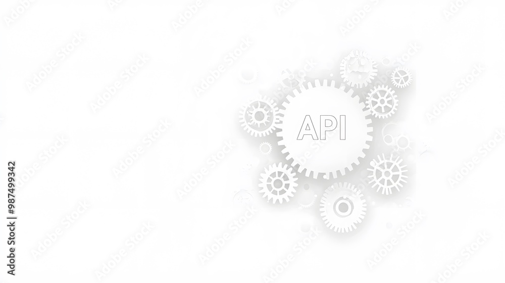 Modern API Integration: An elegant vector illustration featuring interconnected gears, representing seamless API integration. The white background ensures focus on the central concept. Copy Modern API Integration: An elegant vector illustration featuring interconnected gears, representing seamless API integration. The white background ensures focus on the central concept. Copy