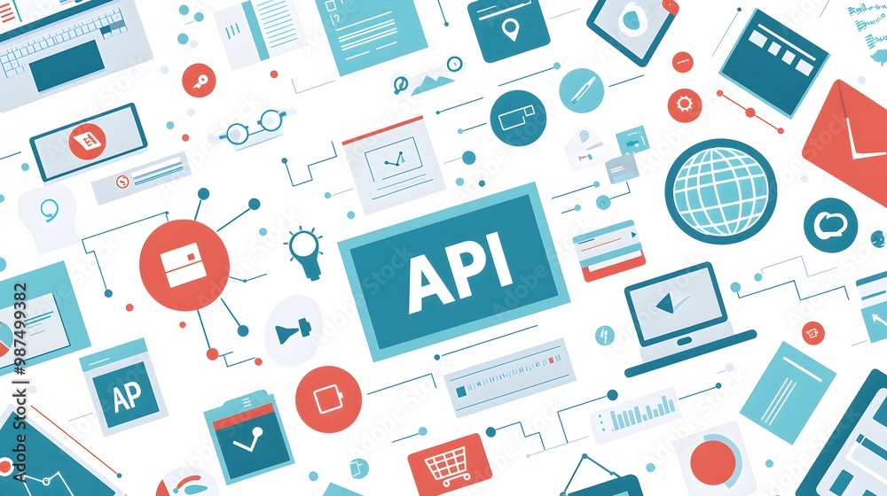 Open Banking API: A web banner with icons representing fintech, open APIs, third-party developers, and secure transactions—all on a pristine white background. Ideal for financial websites or Open Banking API: A web banner with icons representing fintech, open APIs, third-party developers, and secure transactions—all on a pristine white background. Ideal for financial websites or