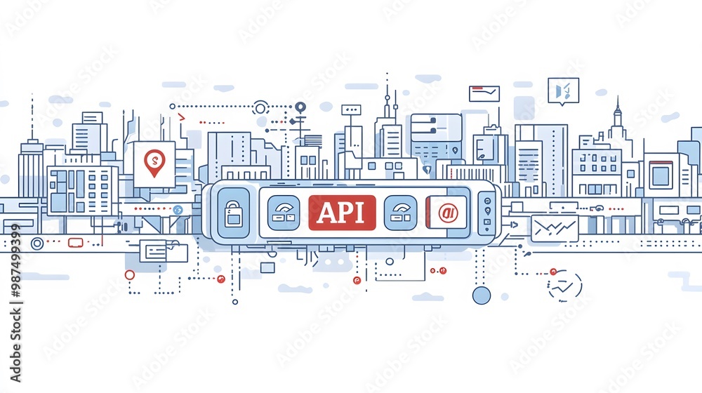 Open Banking API: A web banner with icons representing fintech, open APIs, third-party developers, and secure transactions—all on a pristine white background. Ideal for financial websites or Open Banking API: A web banner with icons representing fintech, open APIs, third-party developers, and secure transactions—all on a pristine white background. Ideal for financial websites or