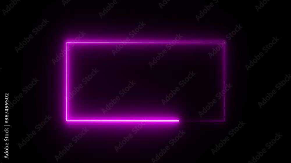  Glowing Neon Rectangle Border Frame Animation.