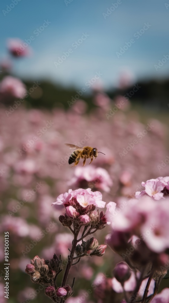 Bumblebee Collecting Nectar from Pink Wildflowers Bumblebee Collecting Nectar from Pink Wildflowers