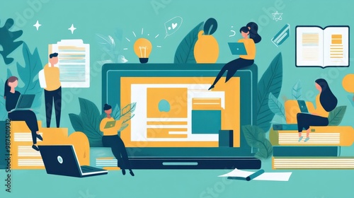 An online learning platform for adults, showing learners participating in flexible courses that fit into their busy schedules, with career-focused topics