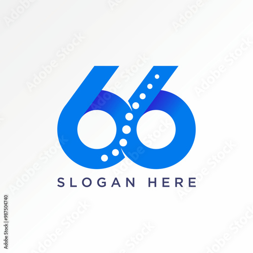 Logo design graphic concept creative premium vector stock initial number 66 sport font connected spine bone Related to monogram typography anniversary