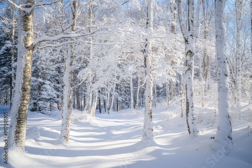 Snow-Covered Trees in a Winter Forest