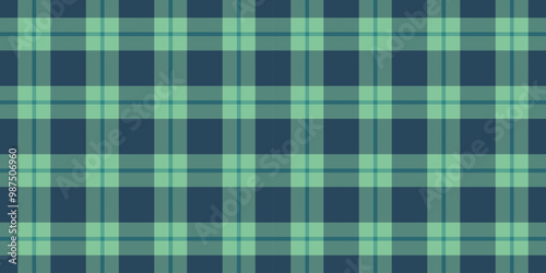 Endless seamless tartan textile, punk fabric check plaid. Path background texture vector pattern in teal and cyan colors.