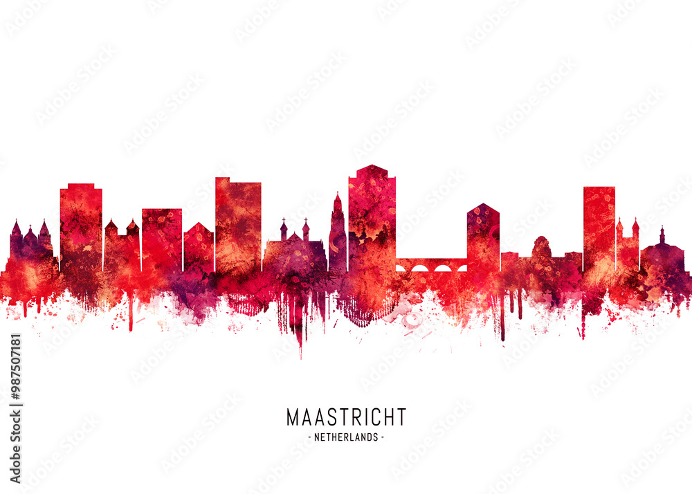 Maastricht Netherlands Skyline Red Maastricht Netherlands Skyline Red