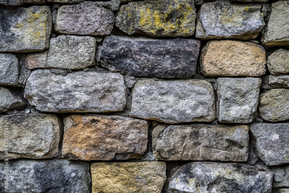 Rough Stone Wall with Irregularly Shaped Stones