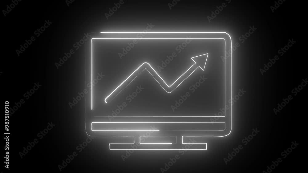 Neon icon animation. Abstract neon arrow business graph chart icon line display medical research concept .VJ backdrop for club, show, music video, presentation ,Electronic device. Neon icon animation. Abstract neon arrow business graph chart icon line display medical research concept .VJ backdrop for club, show, music video, presentation ,Electronic device.