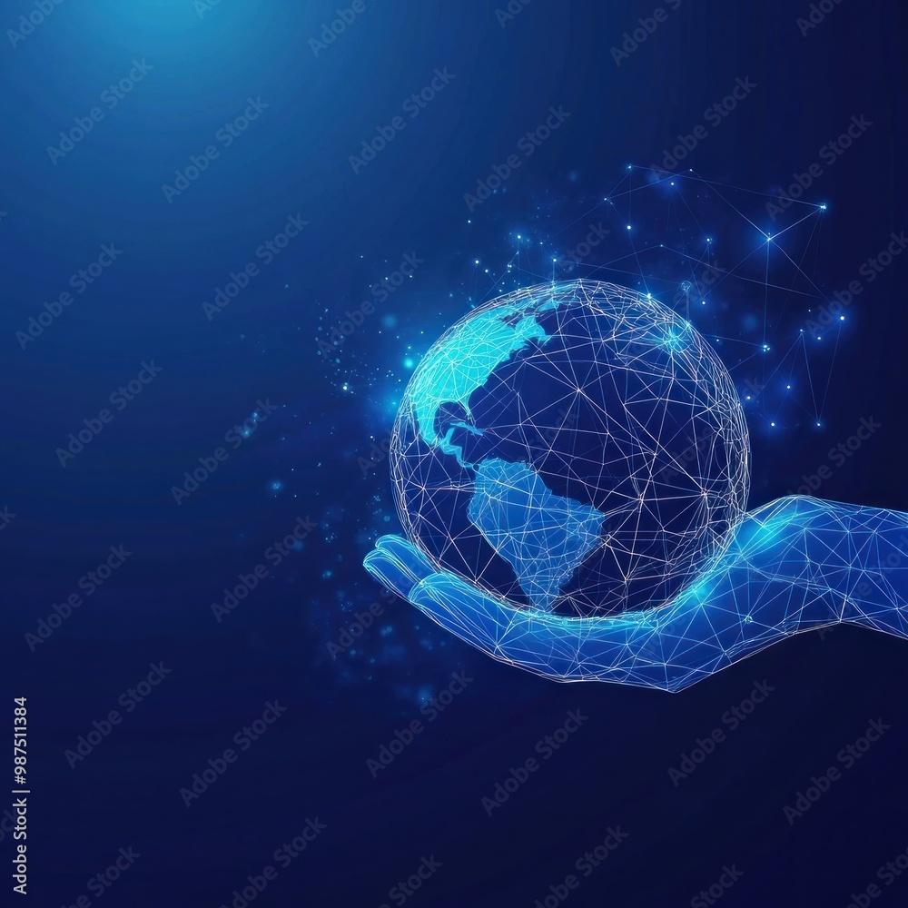Obraz premium Digital Globe in Hand - A Global Network
