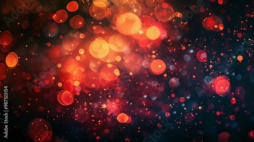 Abstract Bokeh Background with Red, Orange, and Blue Lights