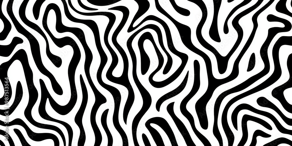 Intricate Black and White Wavy Vector Pattern Intricate Black and White Wavy Vector Pattern
