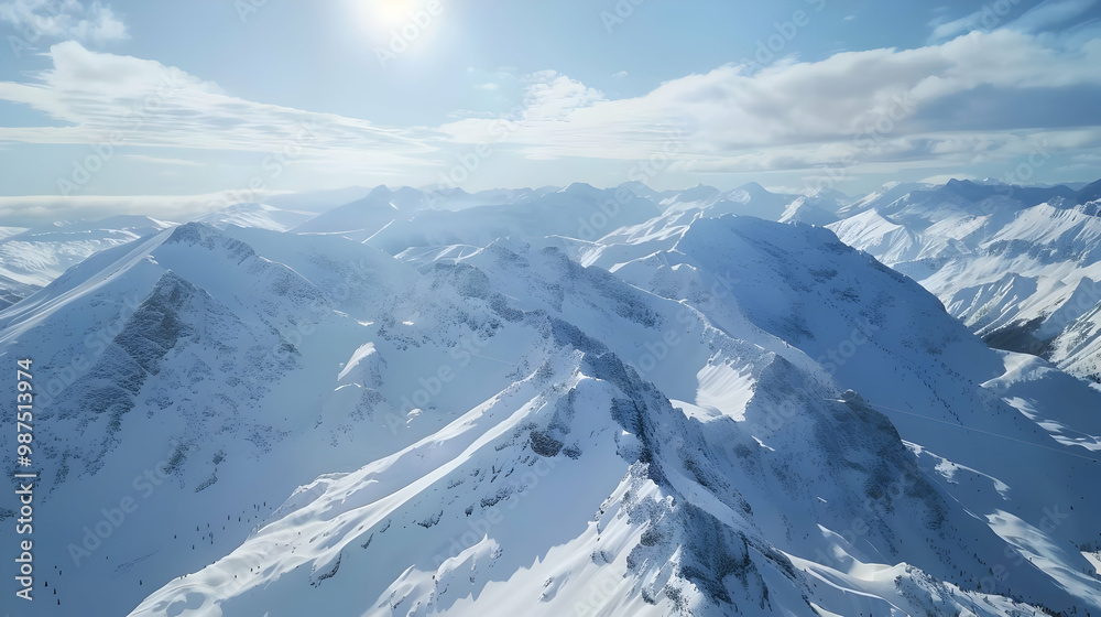 Aerial View of a Majestic Snowy Mountain Range Aerial View of a Majestic Snowy Mountain Range