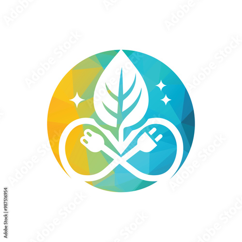 Eco-Friendly Energy Icon With Leaf and Plug Design