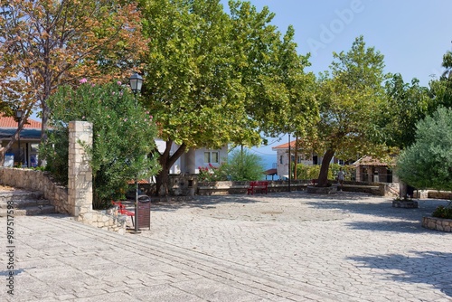 small square in Afytos on the Kassandra-Chalkidiki peninsula - Greece photo