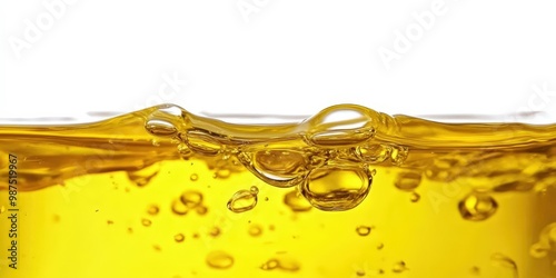 Flowing Golden Oil Bubbles in Air