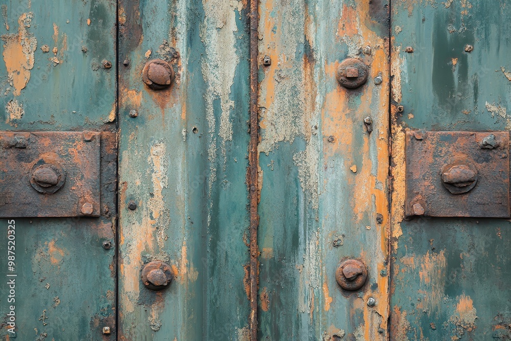 Rusted Metal Surface with Peeling Paint and Bolts Rusted Metal Surface with Peeling Paint and Bolts