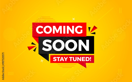 Coming Soon Sale Banner vector template. Grand Opening vector graphic element. Super shop label Promo design. Product opening festival background collection.