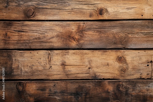 Weathered Wooden Planks with Knots and Grain