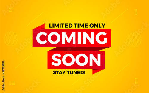 Coming Soon Sale Banner vector template. Grand Opening vector graphic element. Super shop label Promo design. Product opening festival background collection.