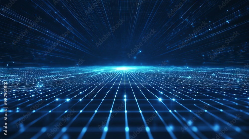 Abstract blue digital background with a grid and lines Abstract blue digital background with a grid and lines