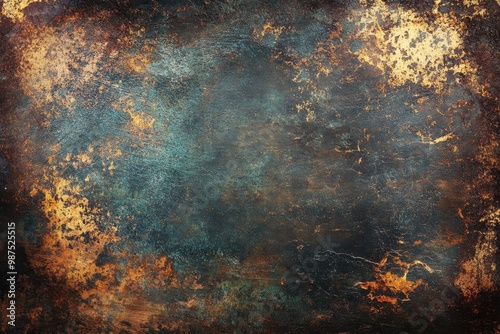 Dark Green, Rust, and Gold Abstract Texture photo