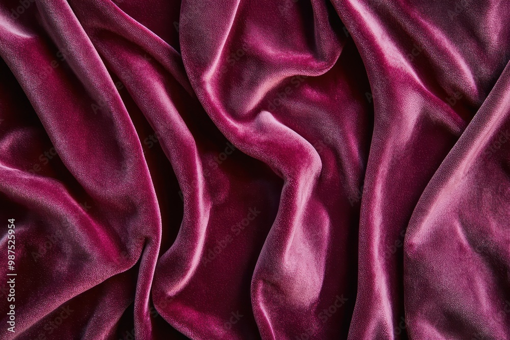 Close-up of Draped Crimson Velvet Fabric with Subtle Sheen