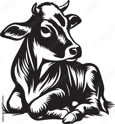 Wallpaper Mural silhouette of sitting cow vector art illustration Torontodigital.ca