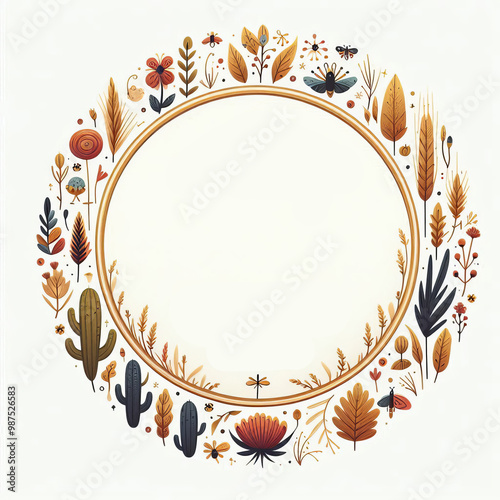 Decorative autumn frame. Advertising template, wrapping concept, border