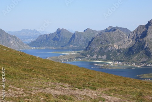 Arcipelago delle Isole Lofoten visto dall'alto. Norvegia,