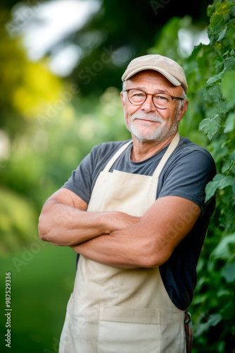 Senior Male Farmer Smiling in Vineyard