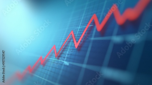 Red upward trend line graph symbolizing rising costs and economic growth. Market trend concept. Economy business background