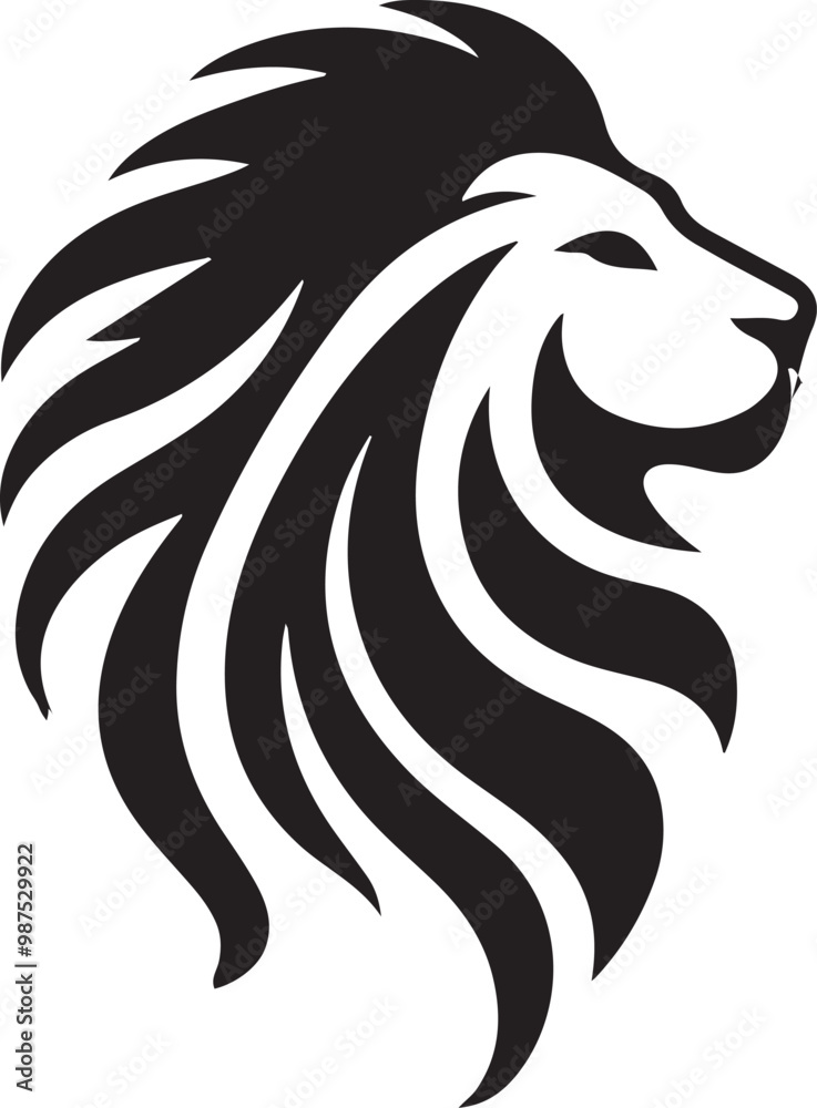 Fototapeta premium Illustration of lion head with black and white style