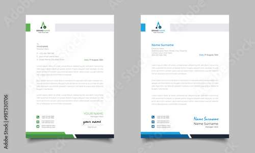 Green And Blue Modern Business Letterhead Simple Clean Template Design