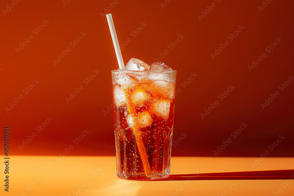 Image Glass With Ice Filled With Soda On Table In Advertising Photo Style Created With Artificial Intelligence Image Glass With Ice Filled With Soda On Table In Advertising Photo Style Created With Artificial Intelligence