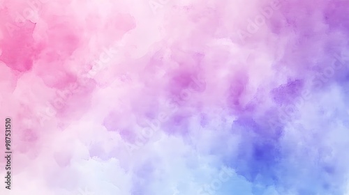 Abstract watercolor background with pink, blue, and purple clouds.