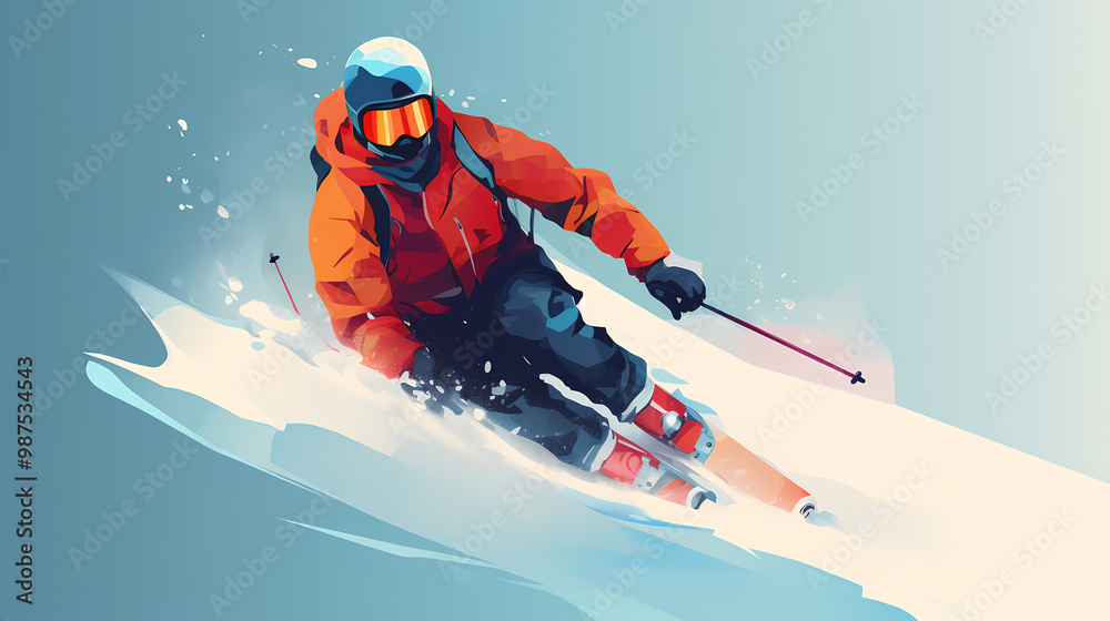 Skiing illustrations