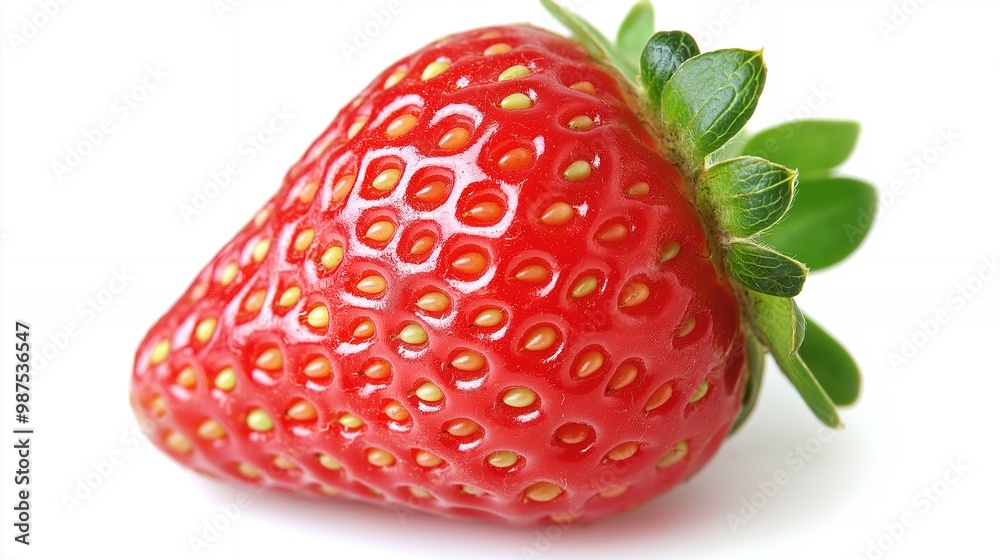 a strawberry with a green leaf on it a strawberry with a green leaf on it