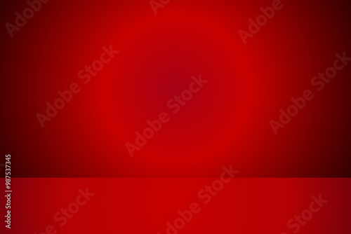 Abstract red background, empty 3d red studio room gradient backdrop, stage, a circular radius of light on the wall, vector illustration design for product presentation or display your artwork showcase